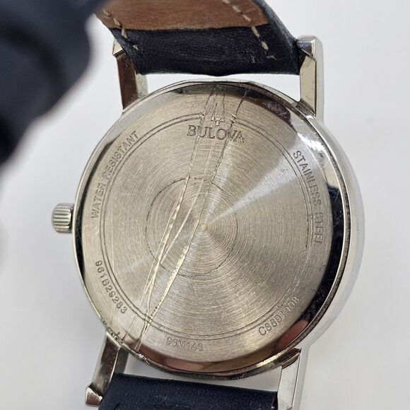 Bulova Women's Watch 32MM MOP Dial Roman Numerals Blue Leather Bands New Battery - Picture 6 of 14